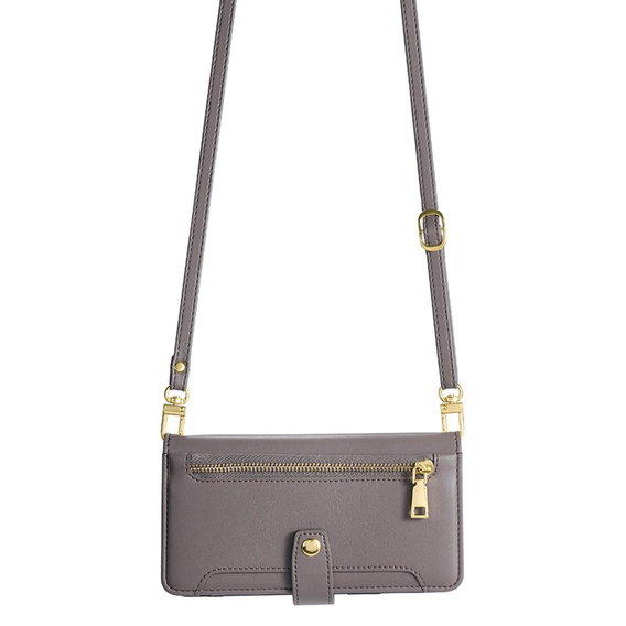 Klopové pouzdro pro OnePlus 12 5G, Wallet Zipper Pocket, šedé