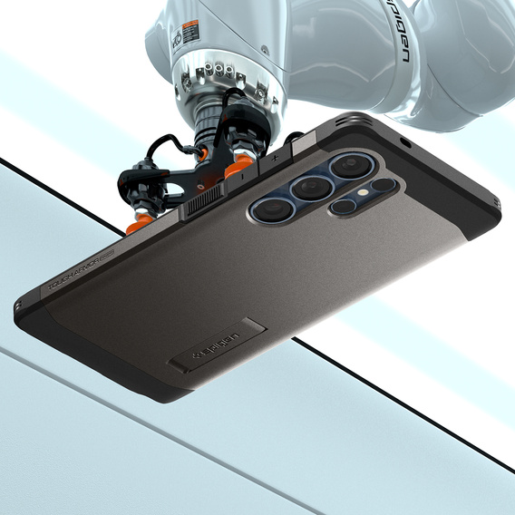 Pouzdro Spigen pro Samsung Galaxy S25 Ultra, Tough Armor Mag MagSafe, šedé + 9H tvrzené sklo