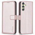 Klopové pouzdro pro Samsung Galaxy A25 5G, BINFEN Wallet, růžové rose gold  + 9H sklo 