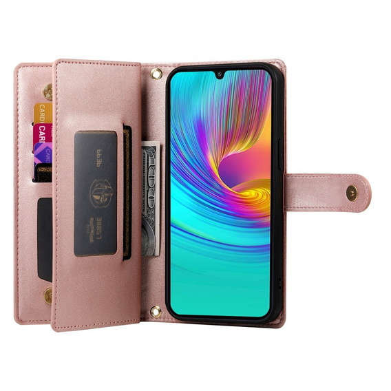 Klopové pouzdro pro Samsung Galaxy A36 5G, Wallet Zipper Pocket, růžové