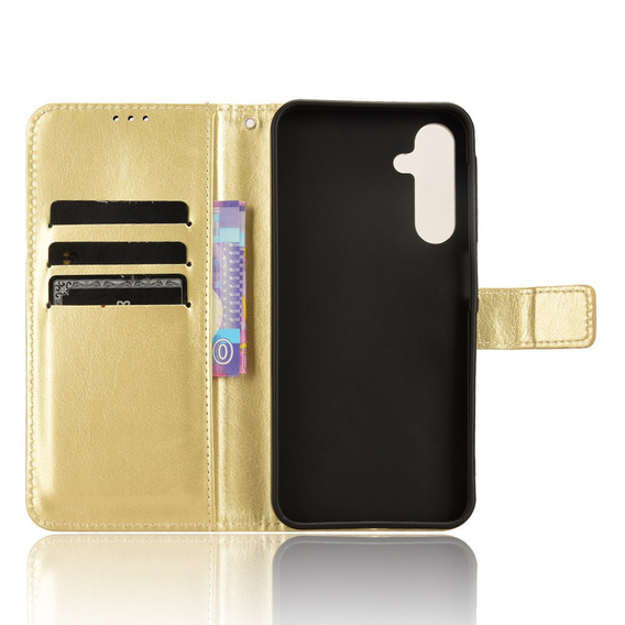 Klopové pouzdro pro Samsung Galaxy A26, Crazy Horse Wallet, zlaté