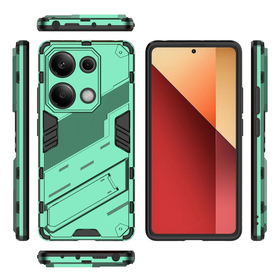 Pouzdro pro Xiaomi Redmi Note 13 Pro 4G / Xiaomi Redmi Note 14S / Xiaomi Poco M6 Pro 4G, Military kickstand, zelené