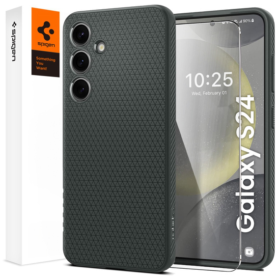 Pouzdro Spigen pro Samsung Galaxy S24, Liquid Air, zelené + 9H tvrzené sklo
