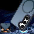 Pouzdro pro Samsung Galaxy S21 FE, pro MagSafe, ERBORD Matt Case, tmavě modrý + sklo na displej