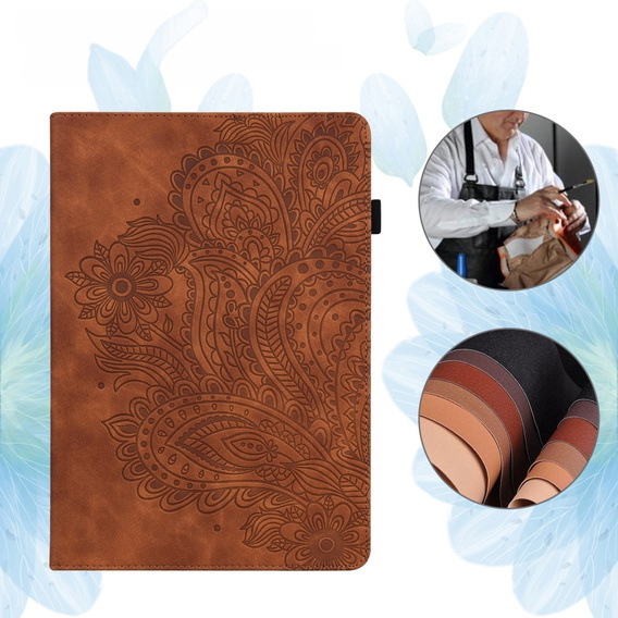 Pouzdro s klopou pro Xiaomi Redmi Pad SE 11", flower, hnědé