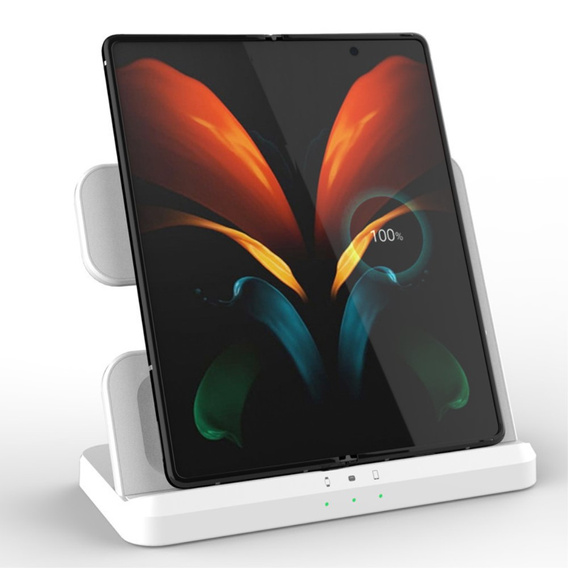 Bezdrátová indukční nabíječka 3v1 QI rychlá pro Samsung S25 S24 S23 Galaxy Watch Buds Stanice bílá