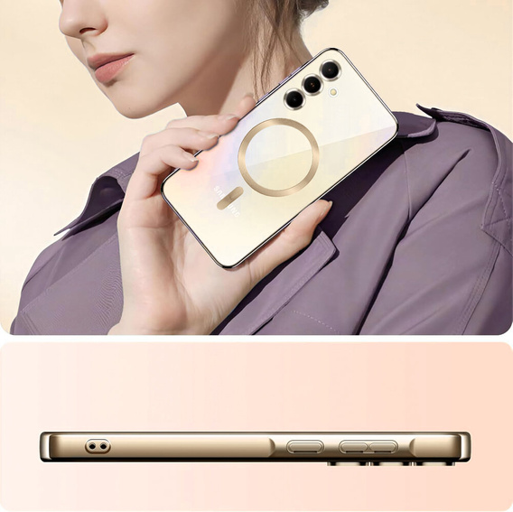 Pouzdro pro Samsung Galaxy A55 5G, Electro MagSafe, zlaté + sklo na displej
