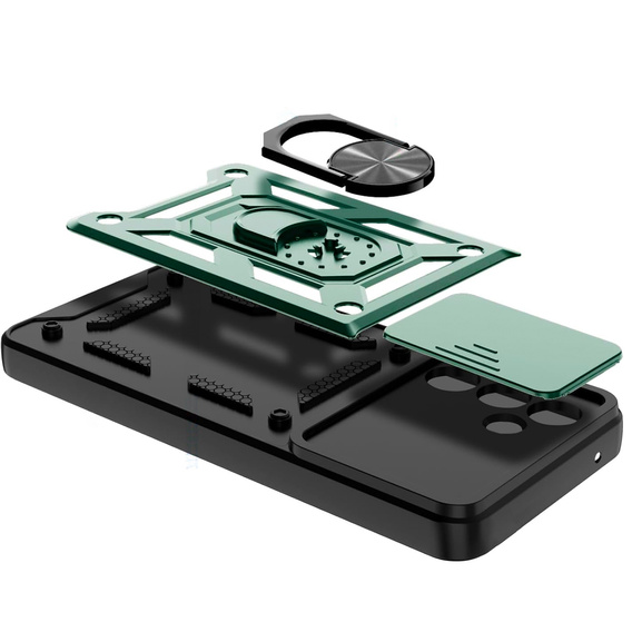 Pancéřové pouzdro pro Samsung Galaxy A26, CamShield Slide, zelené + tvrzené sklo 9H