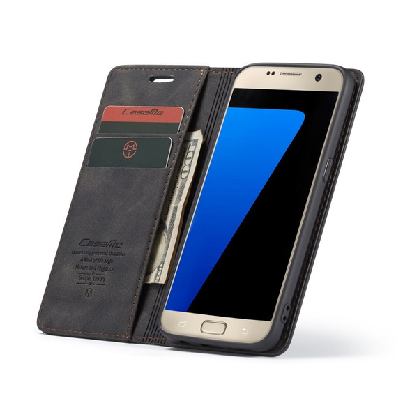 Pouzdro CASEME pro Samsung Galaxy S7, Leather Wallet Case, černé