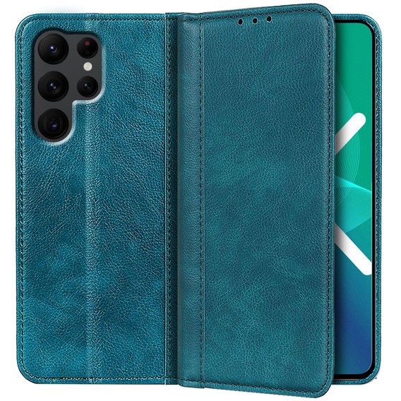 Pouzdro pro Samsung Galaxy S22 Ultra 5G, Wallet Litchi Leather, modré