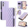 Pouzdro s klopou pro Samsung Galaxy S25, Rhombus Crossbody Leather, fialové