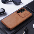 Flipové pouzdro NILLKIN pro Samsung Galaxy S25 Ultra, CamShield Qin Pro, kůže, hnědé