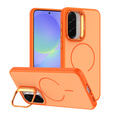 Skin-touch pouzdro s podstavcem pro MagSafe pro Samsung Galaxy A57 5G, oranžové