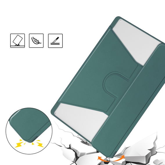 Pouzdro s klávesnicí pro Lenovo Tab M11, Rotary 360° Leather, tmavě zelené