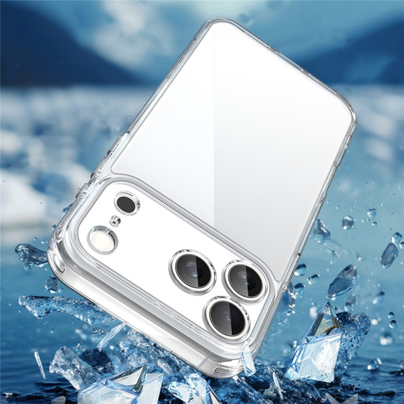 Silikonové pouzdro pro iPhone 17 Pro Max, s tvrdou zadní stranou, průhledné