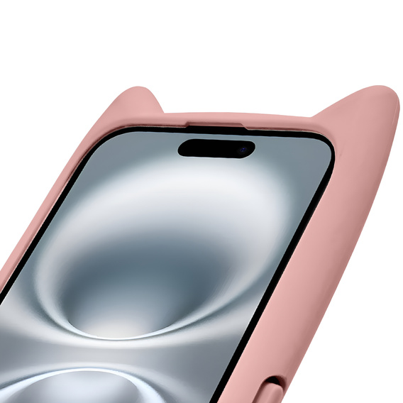 Pouzdro pro iPhone 16, pro MagSafe, Cute Cat, růžové + sklo na displej