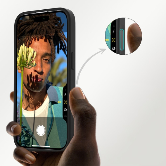 Pouzdro ERBORD MagSafe pro iPhone 16 Pro, Matte Case, aktivní tlačítko, matný / černý