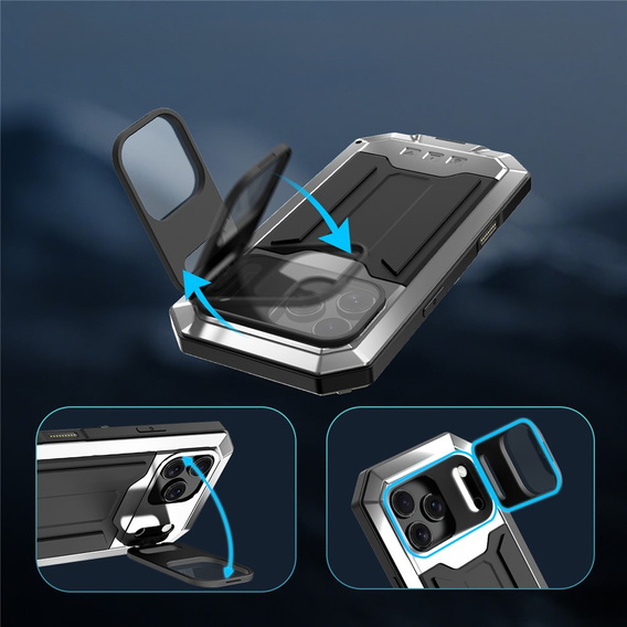 Pevné pouzdro R-JUST s krytem displeje a stojánkem pro iPhone 17 Pro