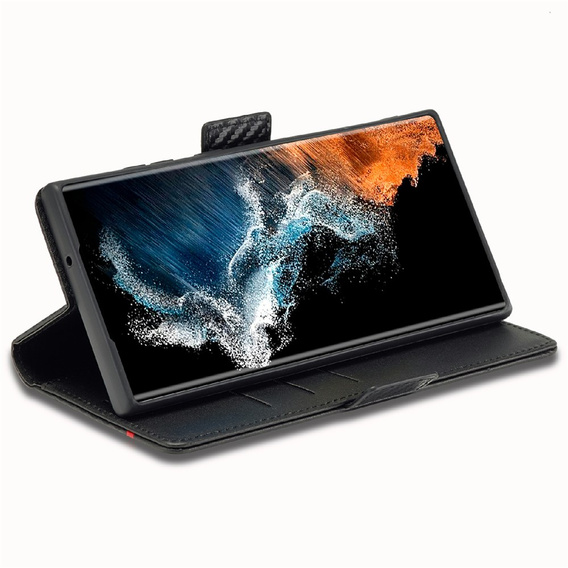 Pouzdro s klopou LC.IMEEKE Carbon pro Samsung Galaxy S26 Ultra, černé