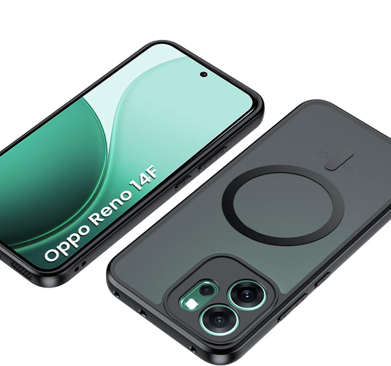 Matné pouzdro pro Oppo Reno 14F, pro MagSafe, průsvitné černé