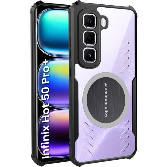 Pouzdro pro Infinix Hot 50 Pro+ 4G, s magnetickou fólií, transparentní / černé