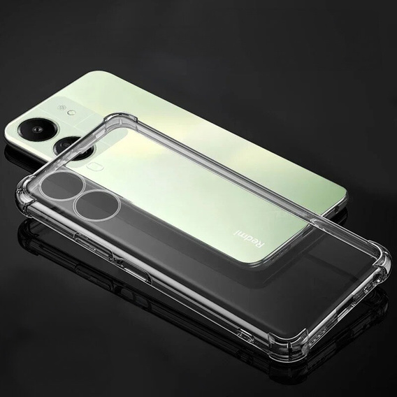 Pouzdro pro Xiaomi Redmi 13C, Anti-Shock, průhledné + sklo 9H