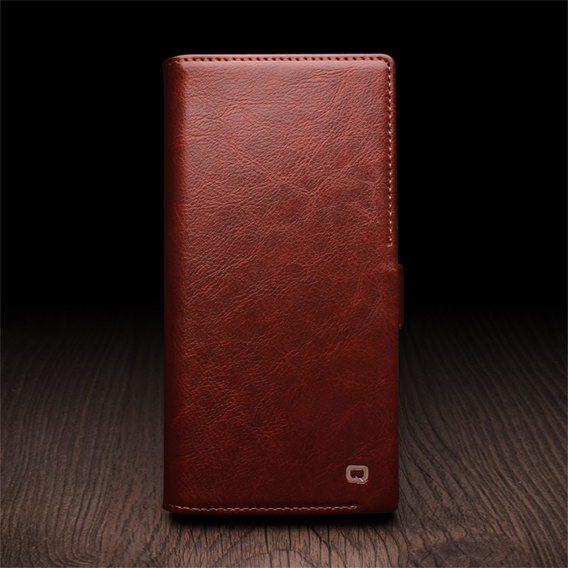 Flipové pouzdro pro Samsung Galaxy S25 Ultra, QIALINO Leather Wallet, tmavě hnědá