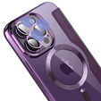 Klopové pouzdro pro iPhone 14 Pro, RFID Wallet MagSafe CamShield, fialové