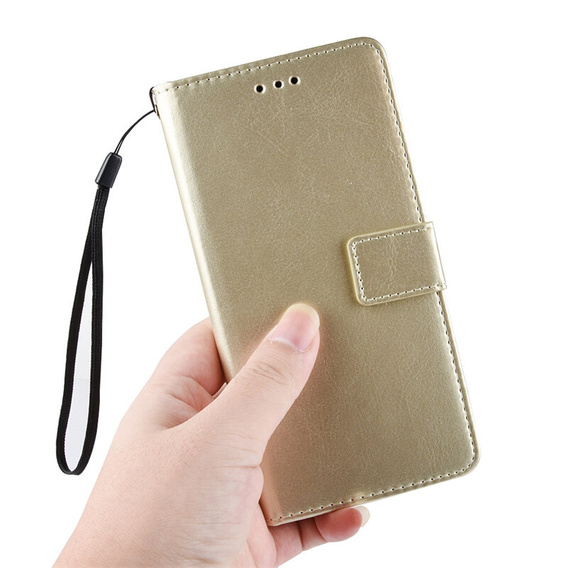 Klopové pouzdro pro Motorola Moto G85, Crazy Horse Wallet, zlaté