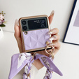 Pouzdro pro Samsung Galaxy Z Flip3 5G, Grid Leather, fialové