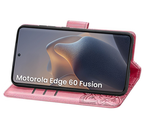Klopové pouzdro pro Motorola Edge 60 / 60 Fusion, Butterfly, růžové rose gold