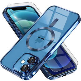 Pouzdro pro iPhone 12, Electro MagSafe, modré + sklo na displej