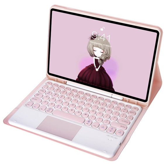 Pouzdro + klávesnice Samsung Galaxy Tab S6 Lite 2020 P610/P615 / S6 Lite 2022 10.4, Touchpad Pen Slot, růžové rose gold