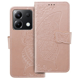 Klopové pouzdro pro Xiaomi Poco X6 5G, Butterfly, růžové rose gold