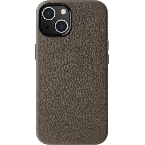 MELKCO pouzdro pro iPhone 15 Plus, kožené pro MagSafe, šedé