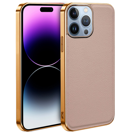 Pouzdro pro iPhone 13 Pro, Cowhide Leather, růžové