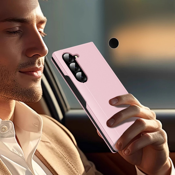 Flipové pouzdro pro Samsung Z Fold5 5G, Smart View Wallet, růžové