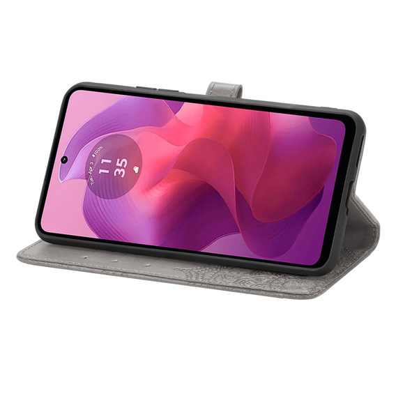 Klopové pouzdro pro Motorola Moto E14, Mandala, šedé