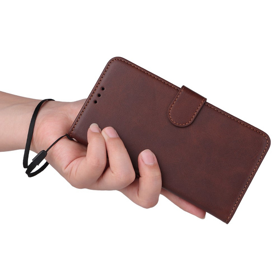 Klopové pouzdro pro Realme C67, Leather Wallet, hnědé