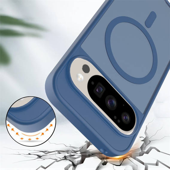 Matné pouzdro pro Google Pixel 10 / 10 Pro, pro MagSafe, průsvitné modré