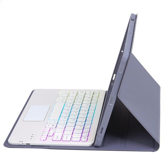 Pouzdro s podsvícenou bluetooth touchpad klávesnicí pro iPad 10.9" 2022 (10 gen.), fialové