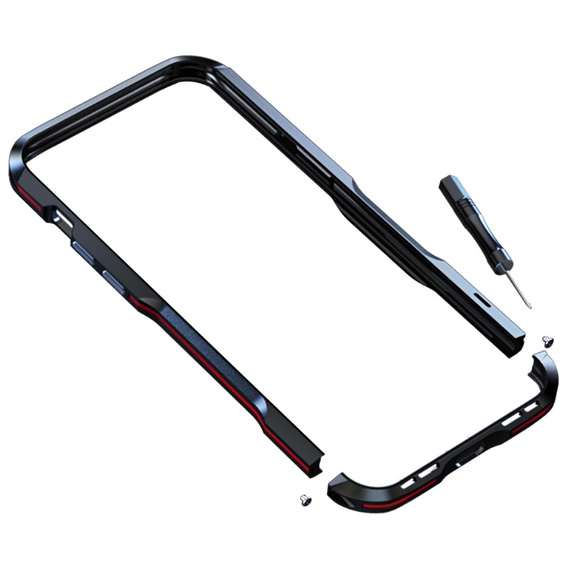 Pouzdro LUPHIE pro iPhone 13 Pro Max, Armor Bumper, černá / červená