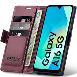 Pouzdro pro Samsung Galaxy A16, ERBORD Glossy Litchi, flipová peněženka, červené