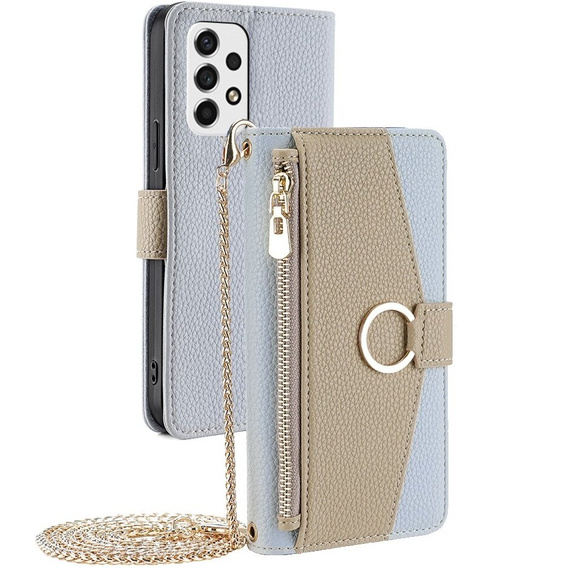 Flipové pouzdro Wallet Zipper Pocket pro Samsung Galaxy A53 5G, Wallet Zipper Pocket, se zrcátkem, modré