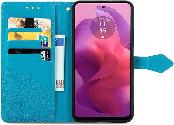 Klopové pouzdro pro Motorola Moto E14, Mandala, modré