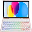Pouzdro s podsvícenou bluetooth klávesnicí pro iPad 10.9 2022 (10 gen.), růžové