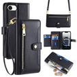 Klopové pouzdro pro iPhone 16E, Wallet Zipper Pocket, černé