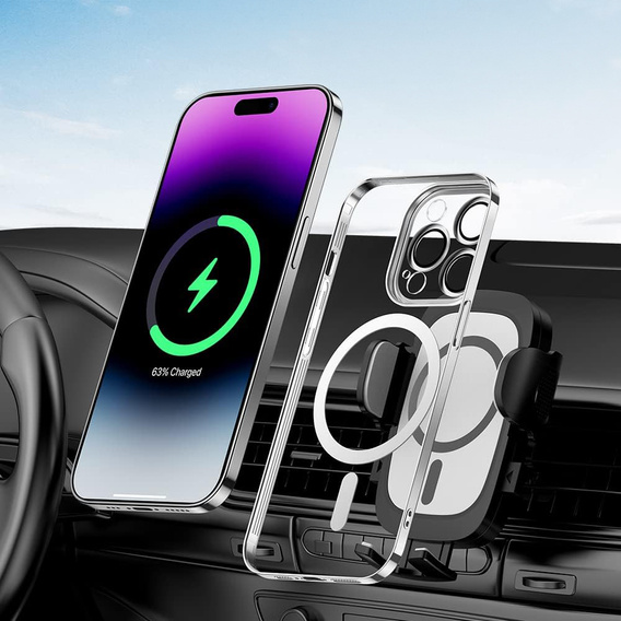 Pouzdro pro iPhone 14 Pro, ERBORD Hybrid MagSafe Case, stříbrné