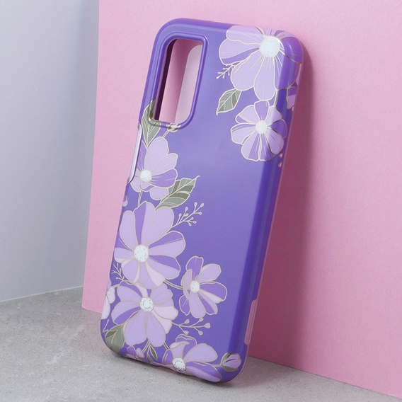 Pouzdro pro Samsung Galaxy A14 4G/5G, Suritch Full Body Flowers, fialové