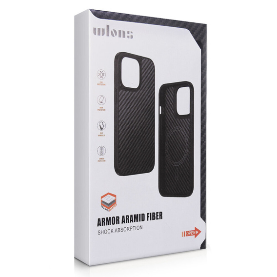 Pouzdro pro iPhone 15 Pro Max, Aramid Fiber Cover, černé